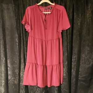 Nicole Miller Deep Pink Ruffle Dress